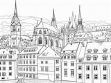 Czech Architecture Coloring Pages  Page sketch template