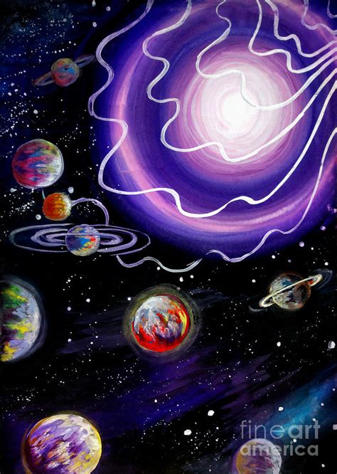 Space art. Pink star and planets Painting by Sofia Goldberg - Pixels