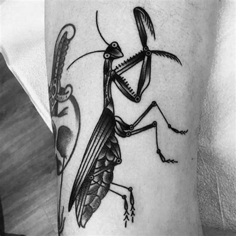 traditional praying mantis tattoo - midowood