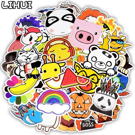 50pcs Cartoon Style Sticker Anime Cute Animal Children's Stickers for DIY Skateboard Bicycle ...