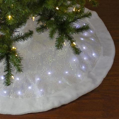 Northlight 48-in LED White Iridescent Snowflake Christmas Tree Skirt ...