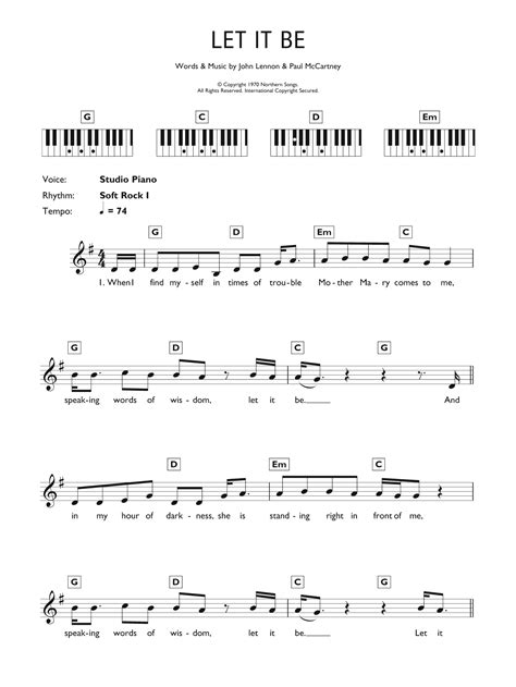 Let It Be (Piano Chords/Lyrics) - Print Sheet Music Now