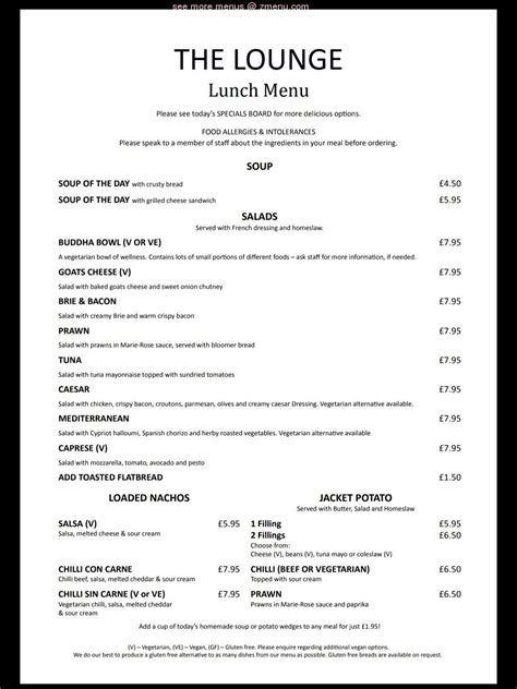 Online Menu of The Lounge Restaurant, Bingley, United Kingdom, BD16 2JS - Zmenu