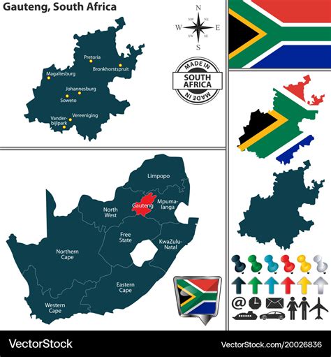 Map gauteng south africa Royalty Free Vector Image