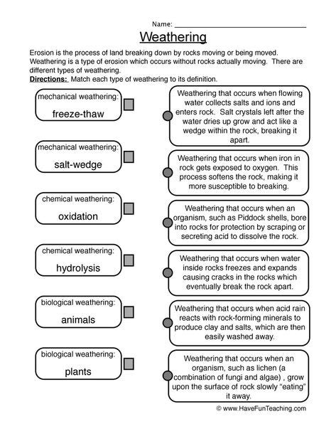 Weathering Worksheet | Have fun teaching, Weather worksheets, Teaching