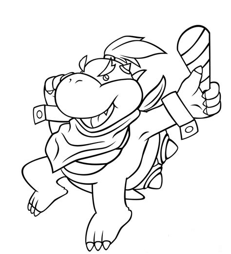 Bowser Jr. is holding torch Coloring Page - Free Printable Coloring Pages