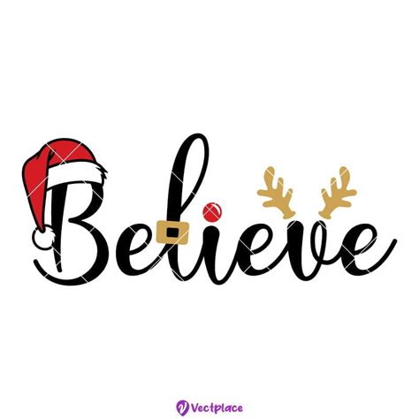 Believe SVG, Christmas SVG, Christmas Clipart, Merry and Bright SVG ...