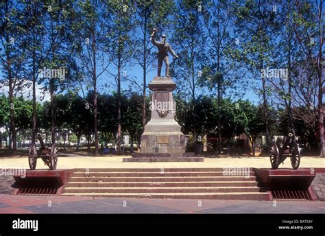 Statue of Costa Rican hero Juan Santamaria in the town of Alajuela ...