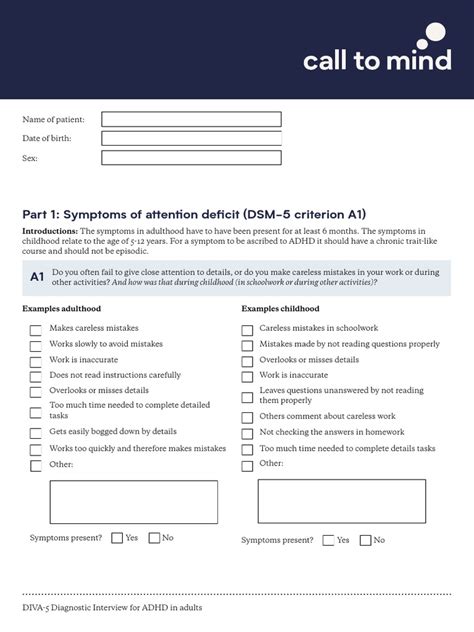 Questionnaire 3 Adult DIVA 5 | PDF | Attention Deficit Hyperactivity ...