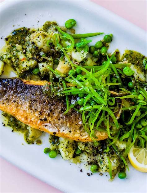 Sea bass with parsley and anchovy ‘pesto’ recipe | Sainsbury's Magazine