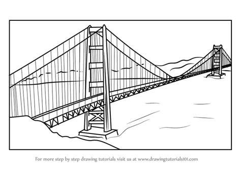 How to Draw The Golden Gate Bridge (Bridges) Step by Step ...