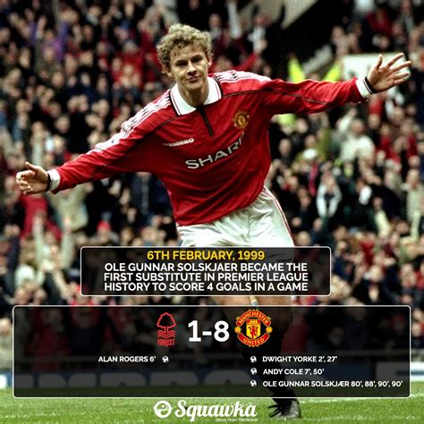 On this day: in 1999, ole gunnar solskjaer scored 4 goals as a ...