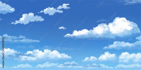 ภาพประกอบสต็อก Clouds in a Clear Sky 04, Anime background, 2D ...