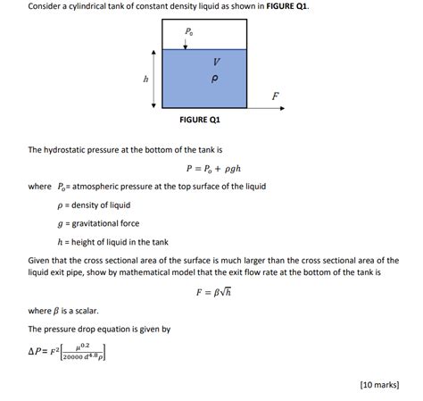 Solved Consider a cylindrical tank of constant density | Chegg.com