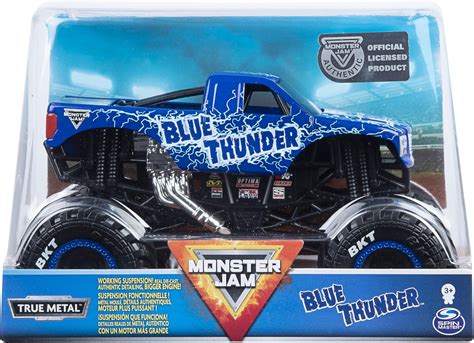 Amazon.com: Monster Jam, Official Blue Thunder Monster Truck, Die-Cast Vehicle, 1: 24 Scale ...