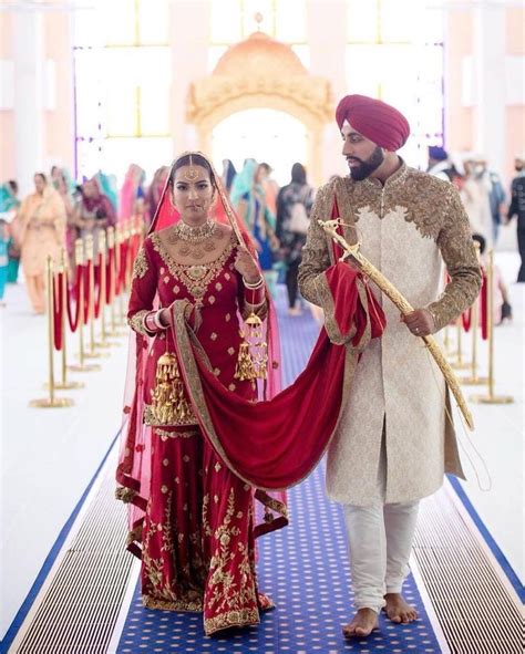 Elegant traditional Bride and Groom complete Punjabi wedding wear # B1949 | Indian bridal wear ...