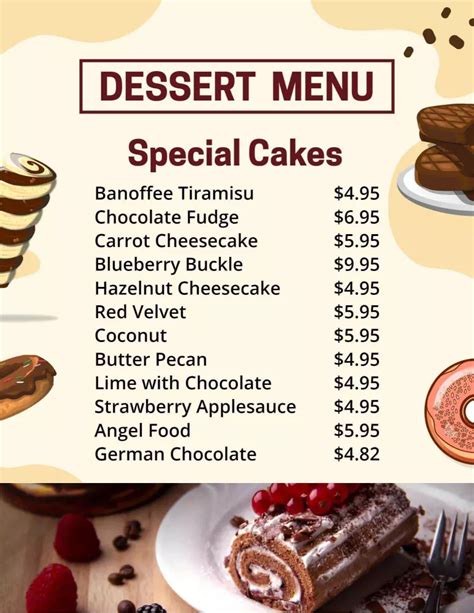 Dessert Menu Templates - Customize, Download & Print