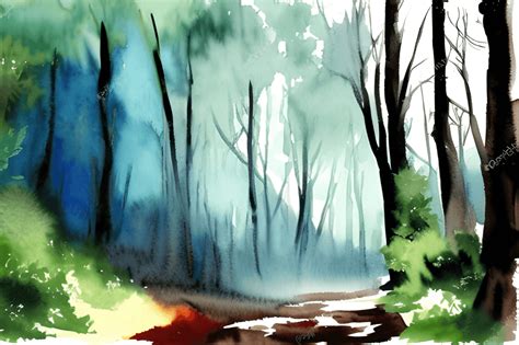 Forest Scene Watercolor · Creative Fabrica