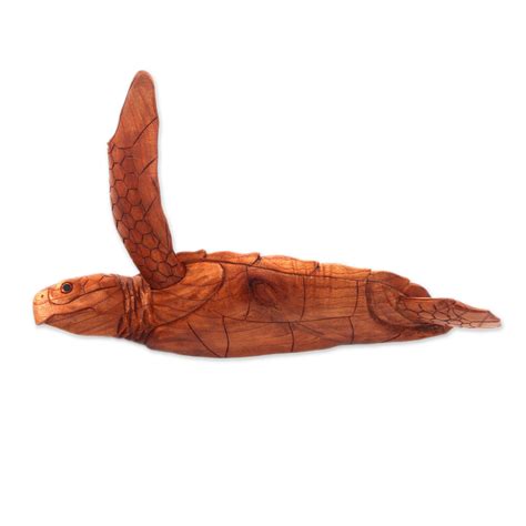 Hand-Carved Wood Sea Turtle Wall Sculpture from Bali - Turtle Current ...