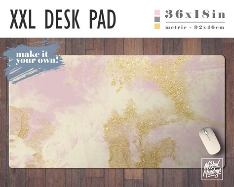 Pink and Gold Extra Large Desk Mat, Office Decor, Home Office, Work Essentials, Student Desk ...