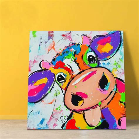 modular painting Cartoon cow digital paint by numbers kids oil painting coloring by numbers gift ...