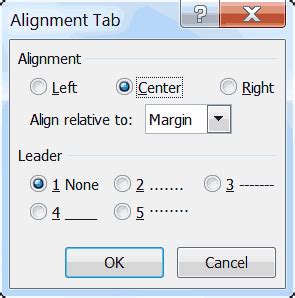 Word 2010’s Alignment Tabs Feature