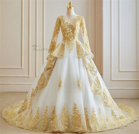 White And Gold Ball Gowns