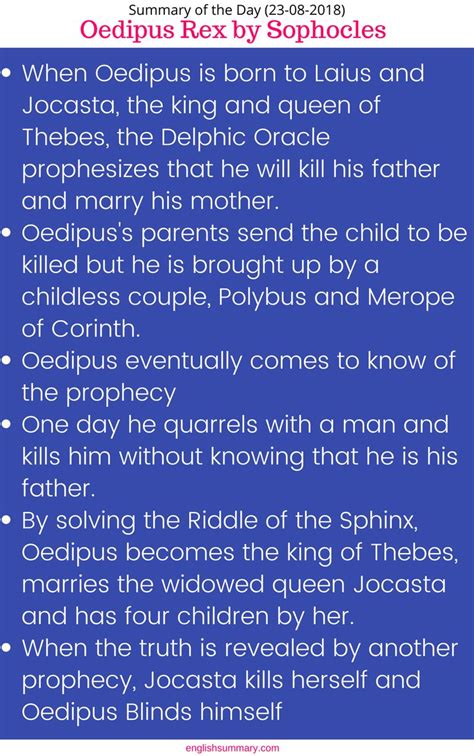 Oedipus Rex by Sophocles Summary | Teaching literature, English writing, English study