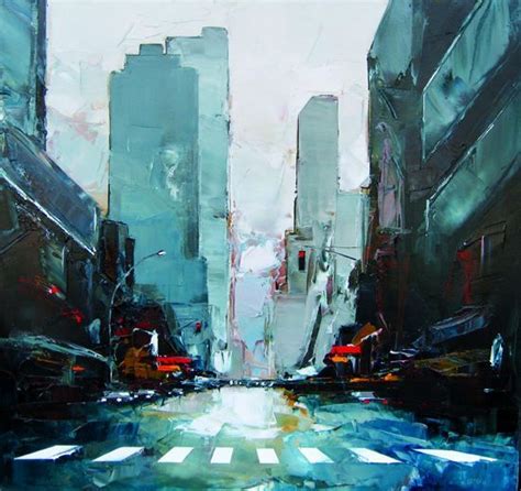 Multi-Textured Paintings of New York | City painting, City art, Oil painting abstract