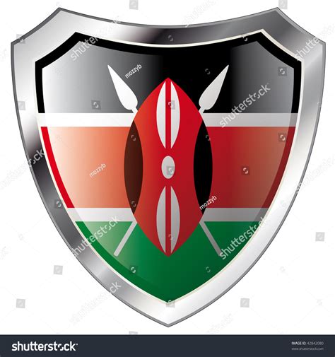 Kenya Flag On Metal Shiny Shield Stock Vector 42842080 - Shutterstock