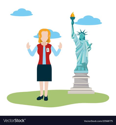 Tourist guide cartoon Royalty Free Vector Image