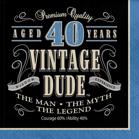 Amazon.com: Vintage Dude 40th Birthday Napkins, 48 ct: Health & Personal Care