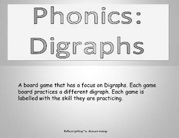 Phonics Board Games: Digraphs by Murphy's Journey | TPT