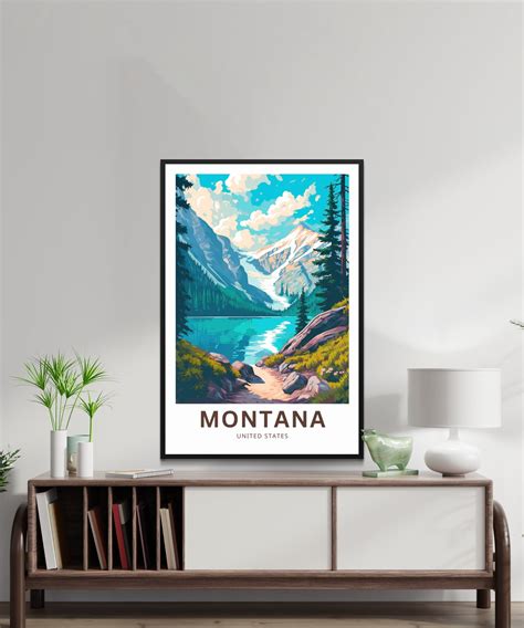 Montana Travel Print Montana Poster, United States Wall Art, Framed ...