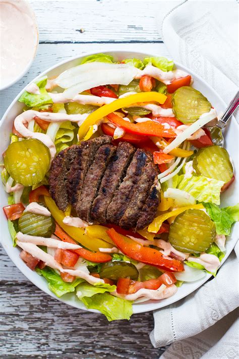 Easy Burger Salad With Sriracha Dressing - Half Your Plate