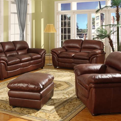 Baxton Studio Redding Cognac Leather Modern Sofa Set - Brown - Walmart ...