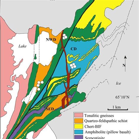 Geological map of the eastern part of the Isua greenstone belt. NWD ...