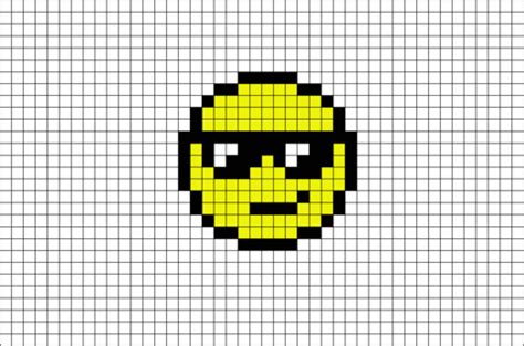 Cool Emoji | Anime pixel art, Pixel art grid, Pixel art