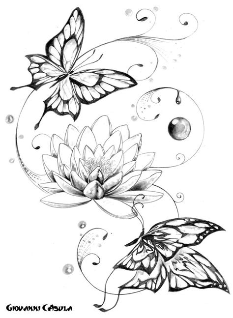 Lotus Flower Tattoo With Butterfly