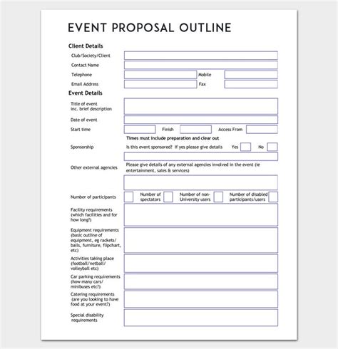 Event Proposal Outline Template Word Doc | Event proposal, Event ...