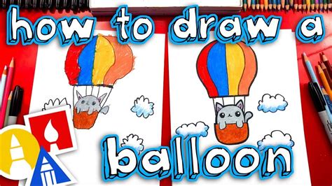 How To Draw A Kitten In A Hot Air Balloon 🐱🎈 | Art for kids hub, Hot ...