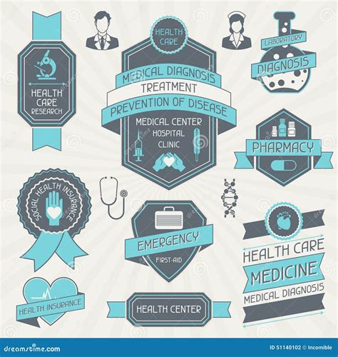 Set of Medical Labels and Tags Stock Vector - Illustration of certificate, emergency: 51140102