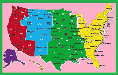 US Time Zone Map | Large Printable Colorful with State And City | WhatsAnswer