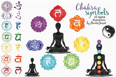 Chakra Symbols - Watercolor Cliparts By StudioDesset | TheHungryJPEG.com