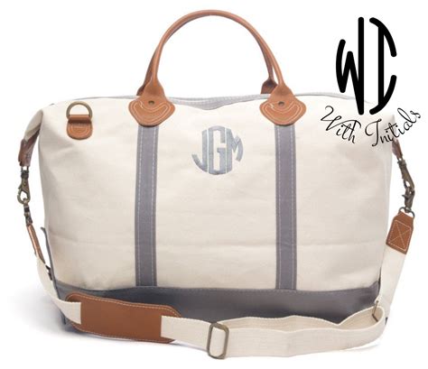 Grey personalized weekender bag Canvas Tote bag with