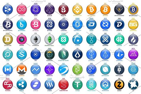 Ad: Set of 60 Cryptocurrency symbols by Vector Shop on @creativemarket. Set of 60 Popular ...