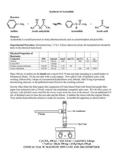 Synthesis of Acetanilide Reaction Aniline Acetic Anhydride - DocsLib