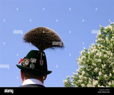 Gamsbart Bavarian traditional hat with feather Munich Bavaria Germany Stock Photo - Alamy