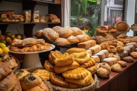 Premium AI Image | Traditional colombian bakery with freshly baked breads and pastries