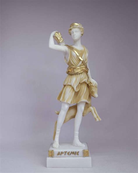 Artemis Statue Greek Goddess Made of Alabaster White 16cm-18cm - Etsy